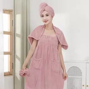 샤워가운 터번 스커트 헤어밴드 5컬러 편한딩 도톰커플 사우나 실크 일회용 나용품 수건 타올원피스 모텔