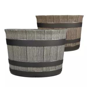 피클레온 텍스쳐 스타일 오크통 화분 (중) 35x24cm꽃집 분배 인테리어 정원 원예 베란다 디자인 심플한 식
