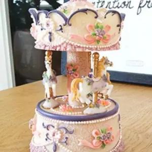 메리 고 라운드 LED 오르골회전목마 장식 태엽 소품 기념일선물 생일 움직이는 장식품