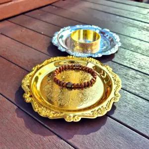 2컬러 유럽풍 엔틱 캔들 홀더 트레이 접시 감성소품장식품 카페 거실 침실 인테리어 콘솔 메탈 집들이선물
