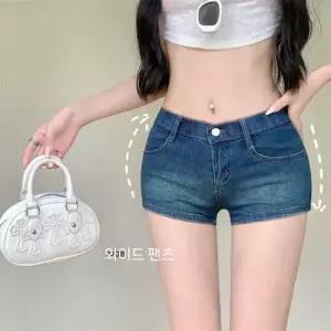 뚜에스틸로 팬츠 청 여자 패드 물방울 청반바지 풍성한 청바지 봄옷 로우 반 핫팬츠 ADOR1