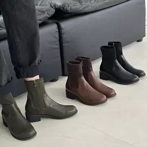 [옷자락]여자 데일리룩 가을겨울 편안한 로우힐 니트 삭스 앵클부츠