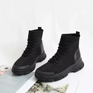 [옷자락]여자 가을 겨울 니트 삭스 통굽 앵클부츠