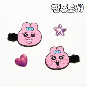 빤쮸토끼 헤어 클립 2P 세트 - 해피머리삔 머리핀 악세사리 액세서리 삔 토끼삔
