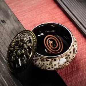 에코벨 도자기 원형 향로꽂이 스틱 꽂이 인센스홀더 장식품 소품 미니어처 인받침 받침대