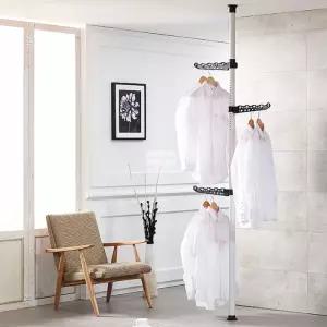 KT 고급형 38mm 행거 - 1단 고정 고정형 폴행거 스탠드 옷정리 옷방 고정식 드레스룸 걸이 원룸 폴대