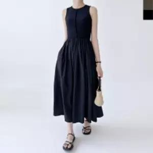 GSS ND62 플레어 레이어드 민소매 드레스 슬리브리스 롱원피스 스커트