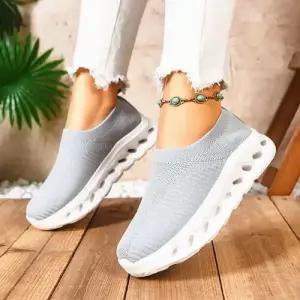 니트 통굽 단화 운동화 춘추 여자플랫슈즈 덧신 빅사이즈 ible3