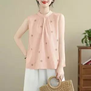 여친 투피스 민소매 블라우스 자수 모시 썸머룩 나시 뒤 셔츠 상의 원픽1