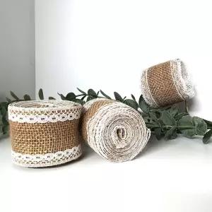 선물포장 인테리어 레이스 혼합 린넨리본 1롤재료 예쁜끈 넨리본 리본끈 리본