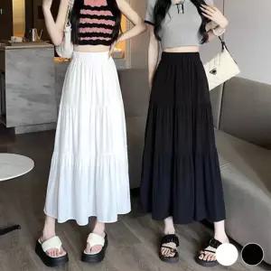 주름 A라인 허리밴딩 스커트 URD-324샤랄라 치마 롱스커트 밴치마 밴스커트 쉬폰 여성 여자 데일리
