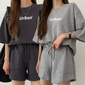 여성 반팔 반바지 트레이닝 상하의 세트 URK-313라운드티 레이닝복 셋트 운동 여자