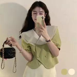 이중 빅카라 레이스 쉬폰 블라우스 URD-387 시블라우스 여성 여자 디자인