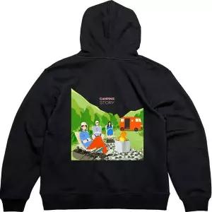 [셀러에이드]기모후드집업 뒷면 캠핑스토리 모닥불에서그림 다양한색상