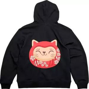 [셀러에이드]기모후드집업 뒷면 웃는 고양이 복이 넘쳐그림 다양한색상