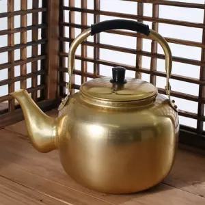 대원 양은 주전자 막걸리 커피 티 포트 4L용 미숫가루 노란 추억의 옛날 레트로 보리차 황주 물주 업소용