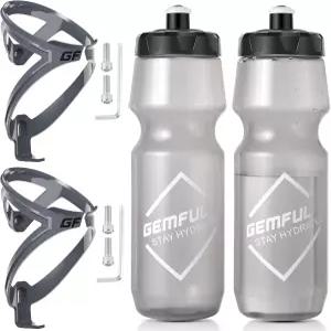 자전거 홀더가 있는 GEMFUL 물병 750ml Mtb 사이클링 스퀴즈 24온스 스포츠 병 2팩