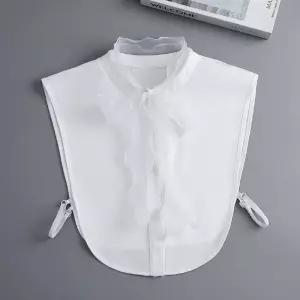 이너 쉬폰리본 페이크 러플 블라우스 포인트 트랩카라만 셔츠 연출 니트레이어드 니트목 블라우 빅카라 이