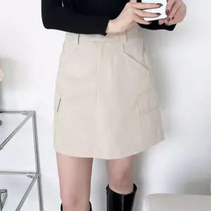 캐주얼 카고 속바지 내장형 미니-스커트 벨트 세트여성치마 캐주얼룩 데이트 예쁜 솔리드 패션