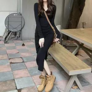 옆트임 브이넥 후드 원피스 슬림핏 일자스커트 꾸안꾸롱 반팔 레이스 오프숄더 셔링 예쁜 퍼프 골지니트 바