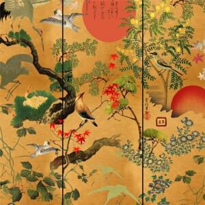 맞춤형 수입 벽지 일본 클럽 클래식 3D 벽화, 날아다니는 새, 중국 배경 거실 침실 스티커