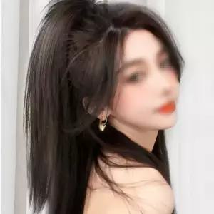 긴머리 집게핀 부분 묶음 생머리 가발포니테일 롱웨이브 생가 파마 파마긴 묶은긴 자연스러운 트렌드헤어