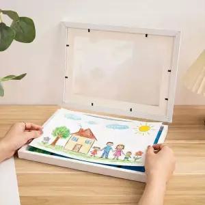 그림액자 A4규격 아이방 스케치북앞열림 수납 프레임 정리 도어형 벽걸이 미술작품 사진보관 전시용 교체식