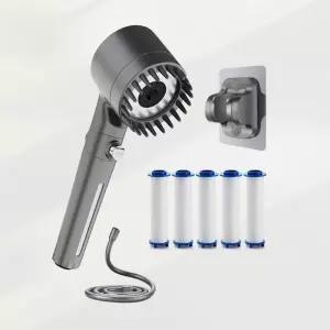 샤워기 세트 고압 수압 상승 절수 헤드 호스 무타공 거치대 필터 포함 온오프 조절 메탈그레이 녹물제거 제