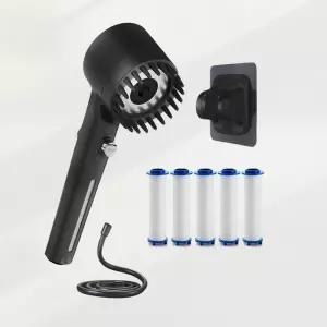 샤워기 세트 고압 수압 상승 절수 헤드 호스 무타공 거치대 필터 포함 온오프 조절 메탈블랙 녹물제거 제거