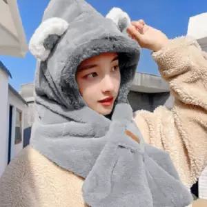 귀여운 모자 목도리 머플러 겨울 곰돌이 털목 넥방한 털모자 달이 벙어리장갑 후드워머 방한모 퍼목 뽀글이