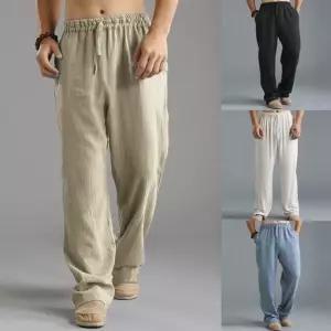 무카즈 남자 허리밴딩 와이드 면마바지 SD-250420팬츠 남성 린넨 슬랙스 여름 정장 밴팬츠 일자 밴슬랙스