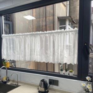 레이스 커튼 주방 욕실 하프커튼 패브릭 찍찍이 자수문 싱크대 영광 라메 가림막