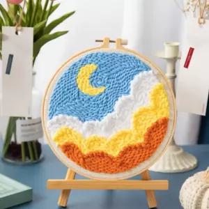 DIY 펀칭자수 패키지(밤하늘)임신선물 귀여운취미 뜨개질용품 초보바느질 태교DIY 치니들티코스터 러그 가