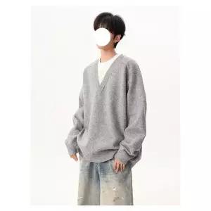 니트 울 남사친 가을 투피스 브이넥 스웨터 올드 첸펑신구이 가짜 고지감 커플 카디건 admr3