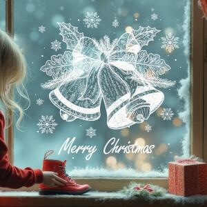 크리스마스 흰색 종 눈송이 스티커 창 방 유리문 및 장식