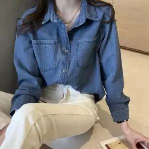 셔츠 빈티지 색감 데님 긴팔 투포켓 루즈핏 오버트위드블라우스 보트넥 코르셋 여자면접 왕리본 호피 자켓