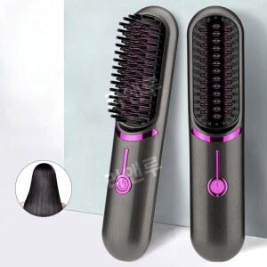 무선 헤어브러쉬 드라이빗 고데기 헤어 롤 온열 머리빗 매직 Bla
