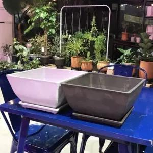 모던 수지 낮은정사각 30x30x15cm 화분장식용 인테리어 용기 꽃용기 식물 정화분 화분 심플