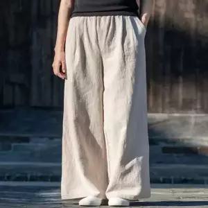 밴딩 일자 시원한 여름 린넨 와이드 여성 바지 팬츠