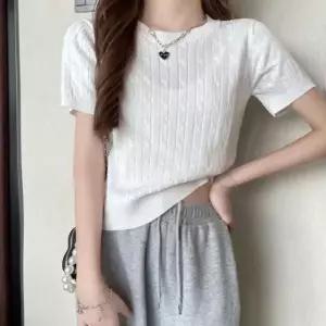 여름 여성 데일리 꽈배기 반팔 케이블니트 4컬러