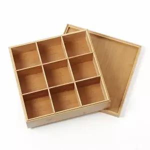 공간박스 COL535T8 9칸 대나무 수납보관함 덮개형 커피티백박스