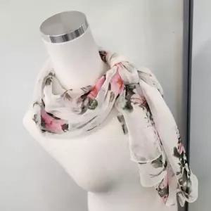 ( )여성봄스카프 큰꽃무늬 쉬폰 롱 스카프 패션 계절 코디 목도리 가을 봄 여름