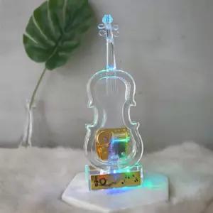 LED 투명 바이올린 오르골 (대)회전목자 크리스마스장식 워터볼 스노우볼 소품 집들이선물 여자친구 목마