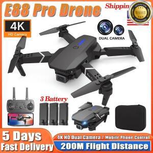 2025E88Pro RC 드론 4K 프로페셔널 3개 배터리 포함 1080P 와이드 앵글 HD 카메라 접이식 헬리콥터 WIFI FP