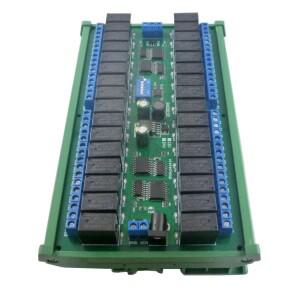 DC 12V 24V 32 채널 모드버스 RTU RS485 버스 릴레이 모듈 UART 직렬 포트 PLC LED 홈 자동화 도어락용 DIN