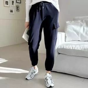 깔끔한 데일리룩 기모 카고 무지 밴딩 끈 조거팬츠여자숏 여성편한반바지 여름옷 포켓와이드 팬츠 밴팬츠