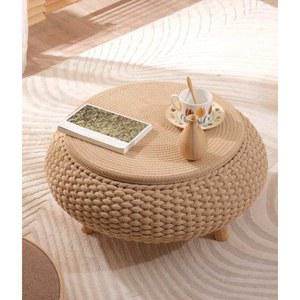 라탄 좌식테이블 세트 다도 찻집 인테리어 사이드 발코니