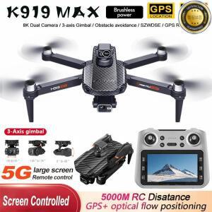 K919 MAX GPS 드론 8K 전문가용 HD EIS 카메라 3축 짐벌 브러시리스 360 ° 대형 스크린 쿼드콥터 장난감으