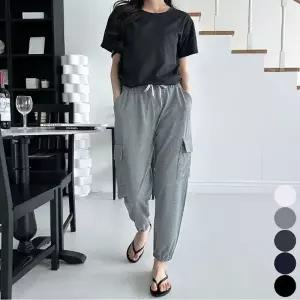 바지 조거팬츠 여자 카고 여름 밴딩 얇은 데일리