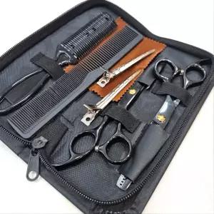 파우치 포함 초급 입문용 미용가위세트 이발용품머리숱치기 틴닝 앞머리 다듬기 헤어커트 치는 실가 셀프